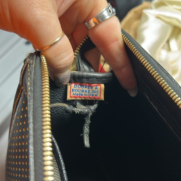 DOONEY & BOURKE Blue/Yellow/Black Leather Cabrio Top Zip Shoulder Made in USA - Picture 9 of 14